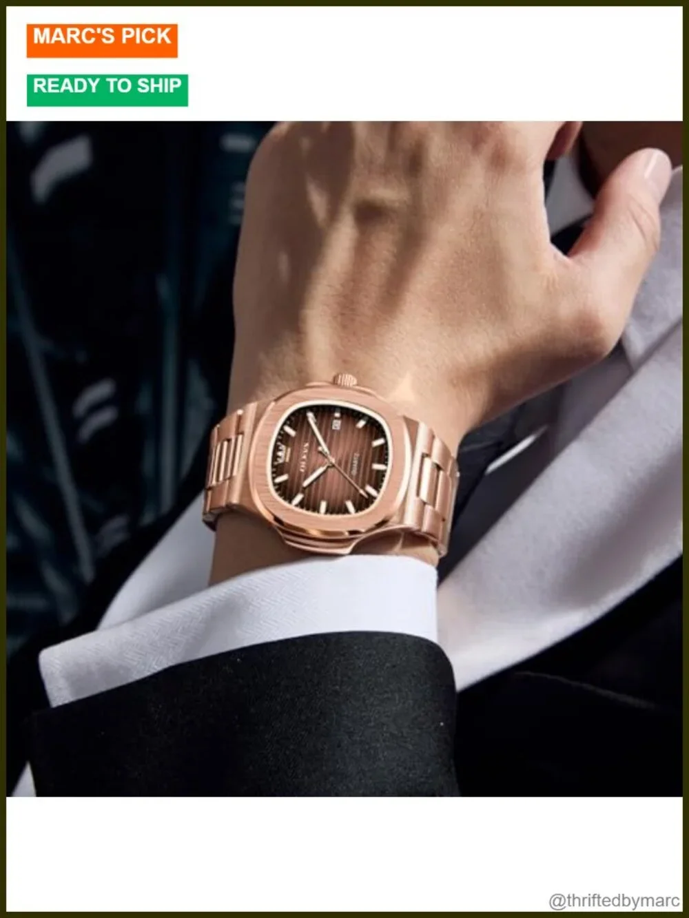 Men's Large Face Stainless Steel Analog Quartz Dress Watch with Date and